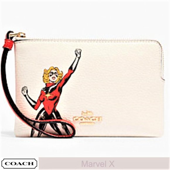 COACH X Marvel NWT Captain Marvel Corner Zip Wristlet - Picture 1 of 3